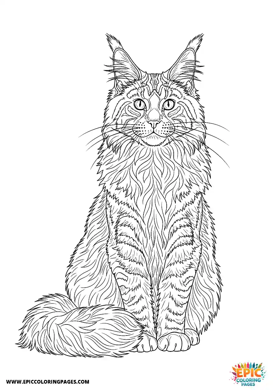 Sketch of a Maine Coon in realistic style