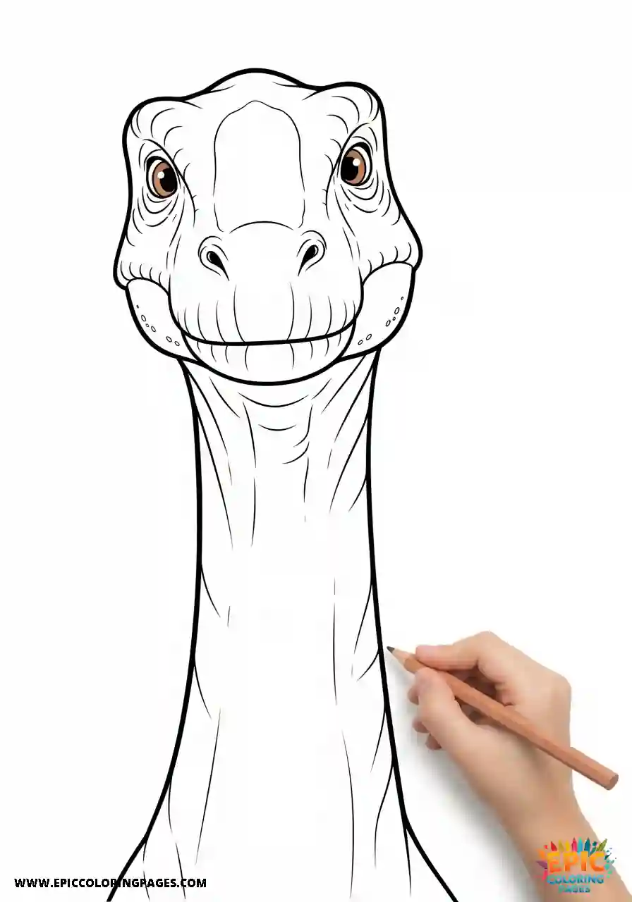 Argentinosaurus coloring Page showing a massive long-neck dinosaur with Thick lines and clear details