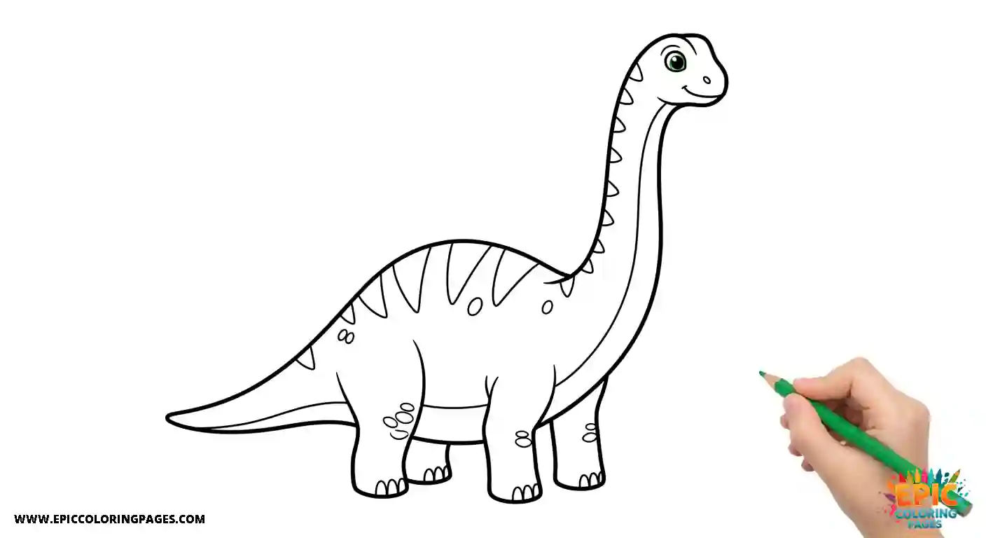 Argentinosaurus coloring Sheet featuring a giant long-neck dinosaur with Thick lines for easy coloring