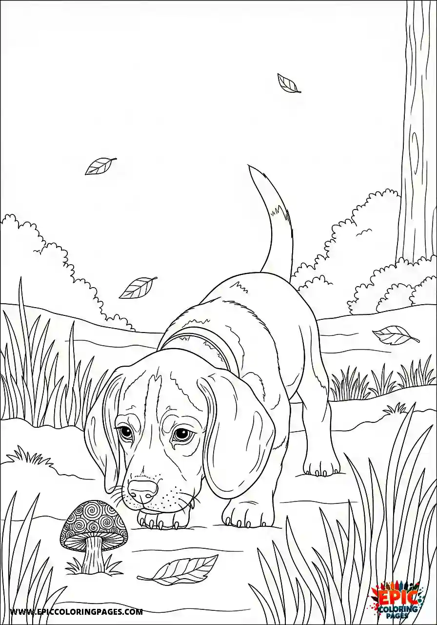 Beagle Beagle puppy exploring a new environment cautiously