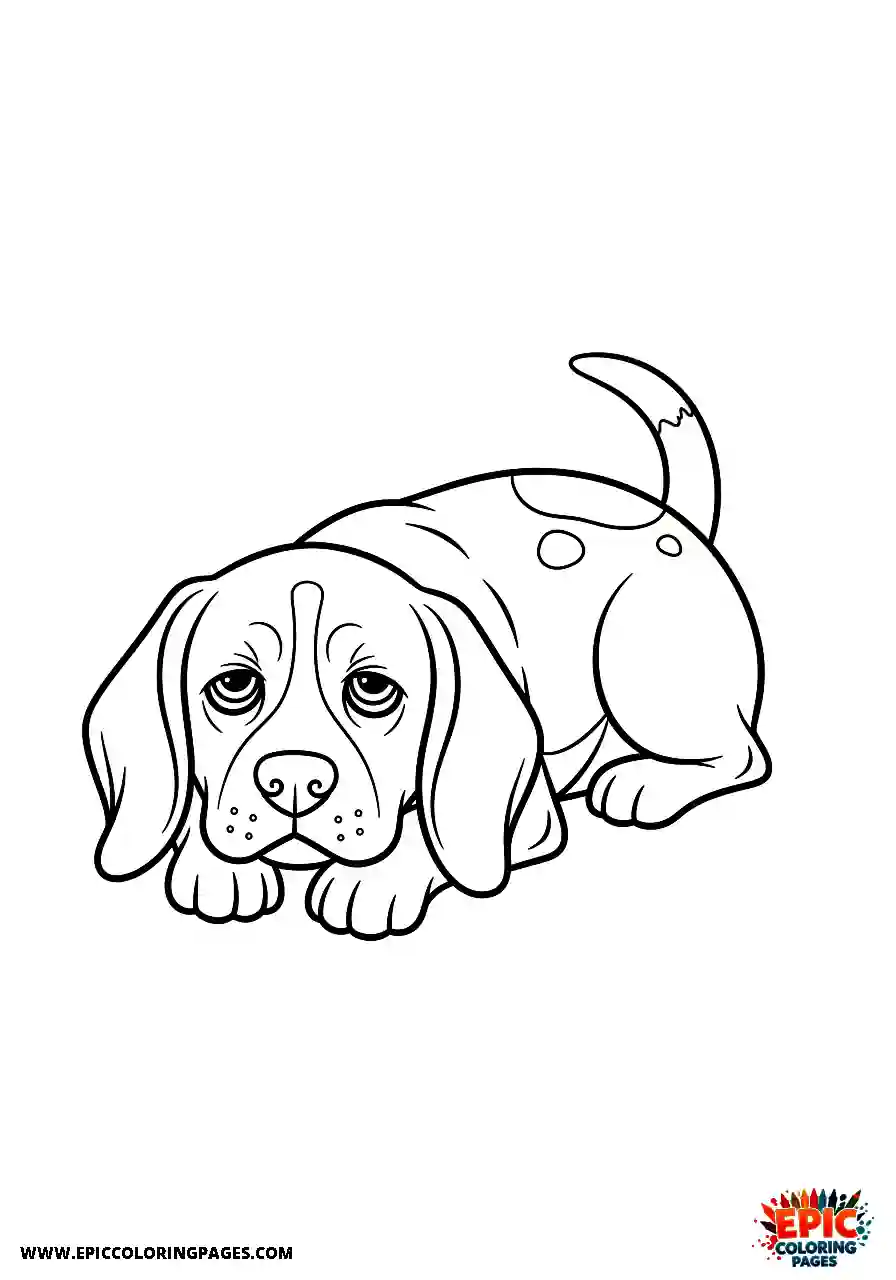 Beagle Cartoon style beagle resting quietly with a bored expression on its face
