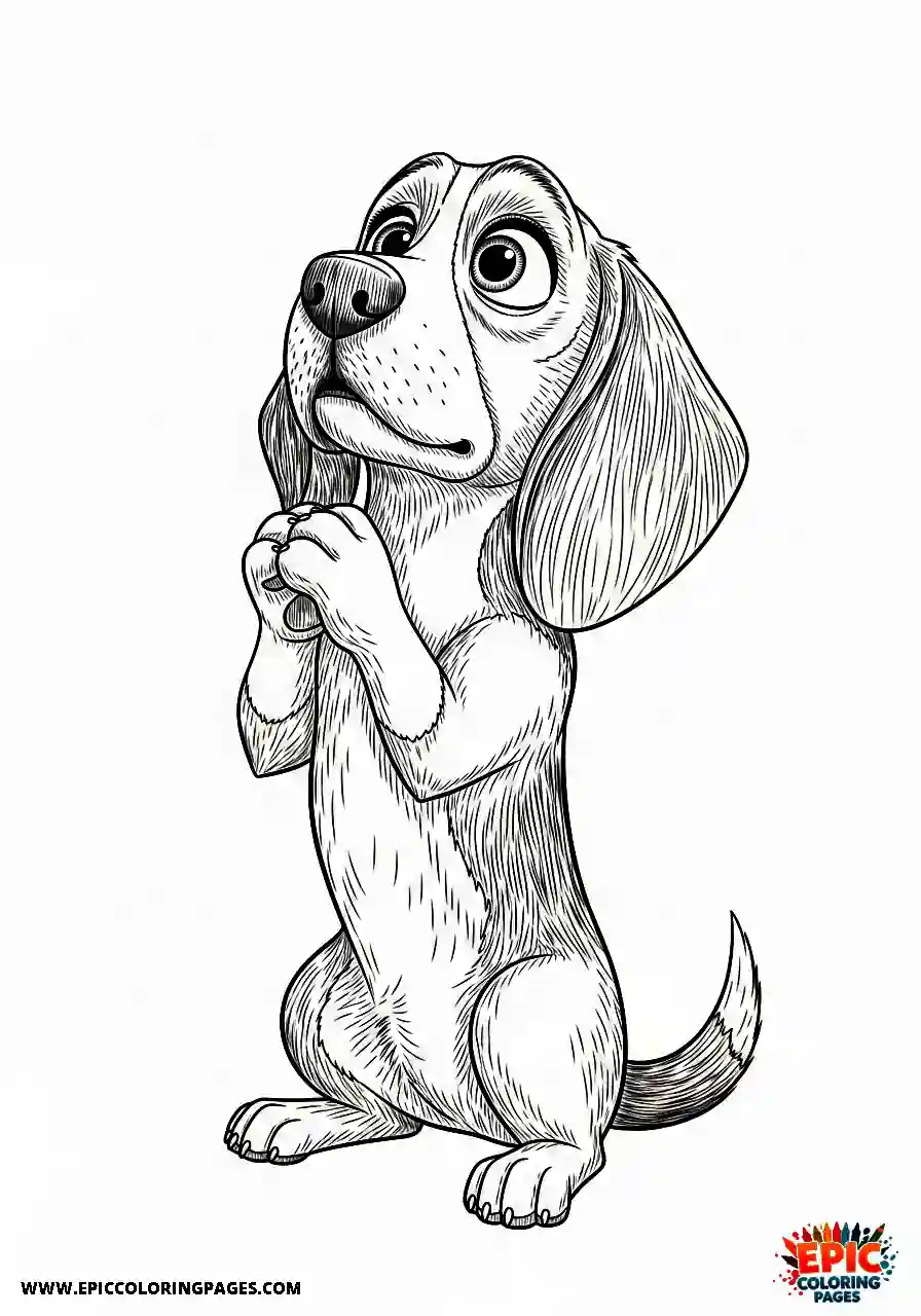 Beagle Cartoon style beagle sweet pup standing up to ask for a treat