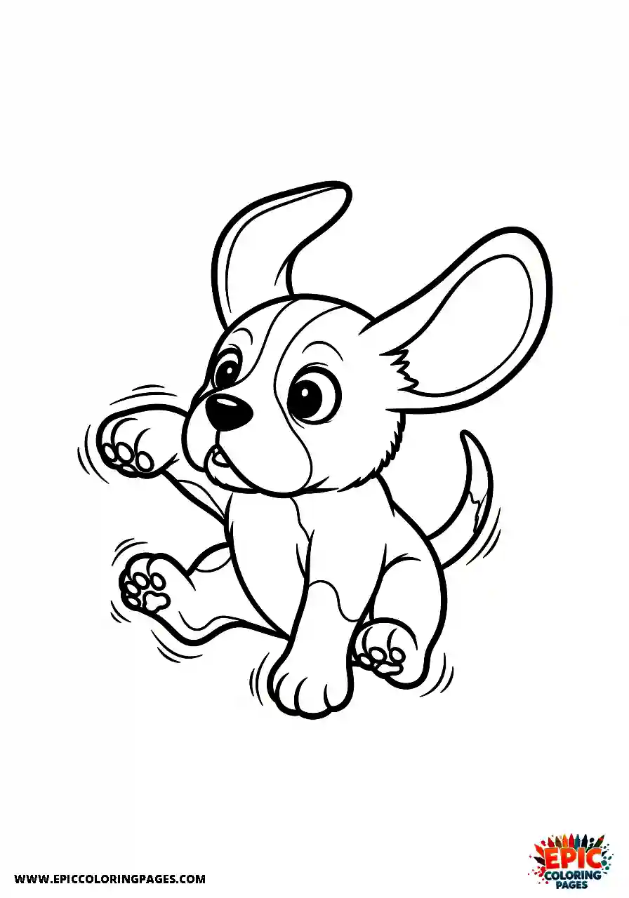 Beagle Chibi style beagle pup stumbling playfully on the floor