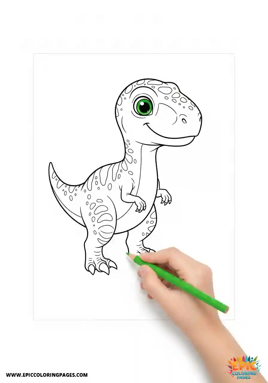 Coelophysis coloring page with thick lines, featuring a full-body outline of the swift Triassic dinosaur ready to print and color