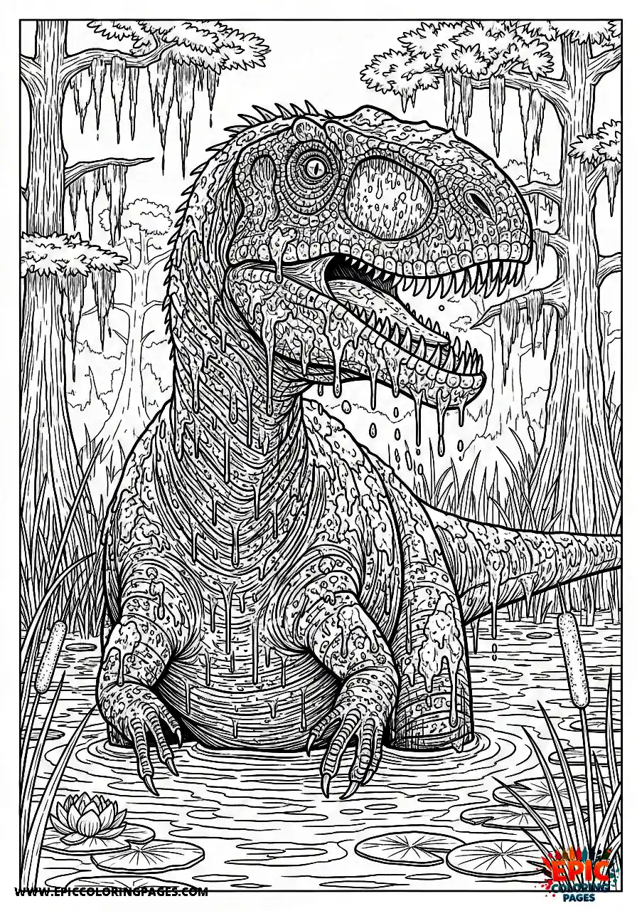 Coelophysis Coelophysis covered in mud emerging from a swamp