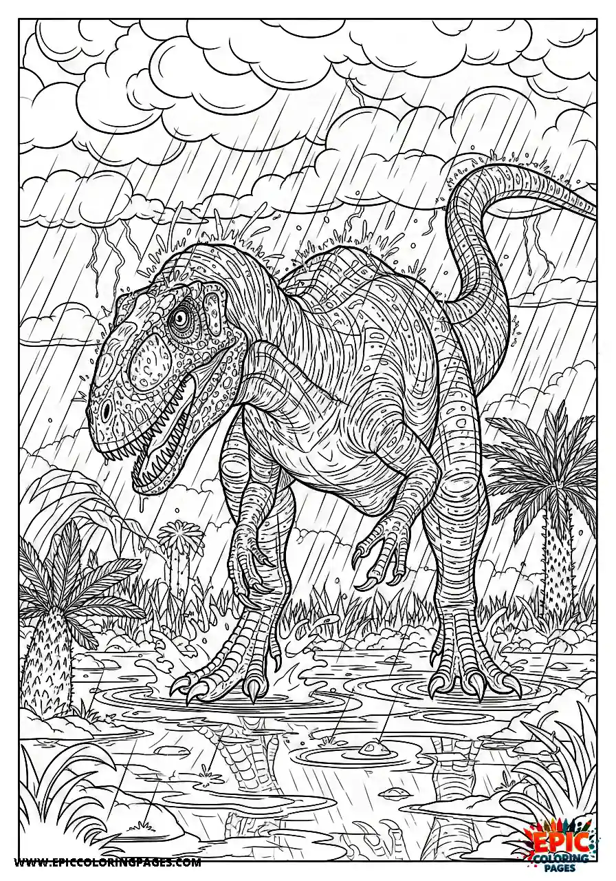 Coelophysis Coelophysis standing in heavy rain