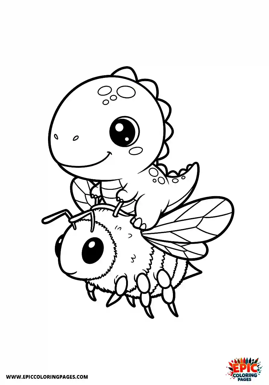 Coelophysis Cute chibi style coelophysis riding atop a bumblebee