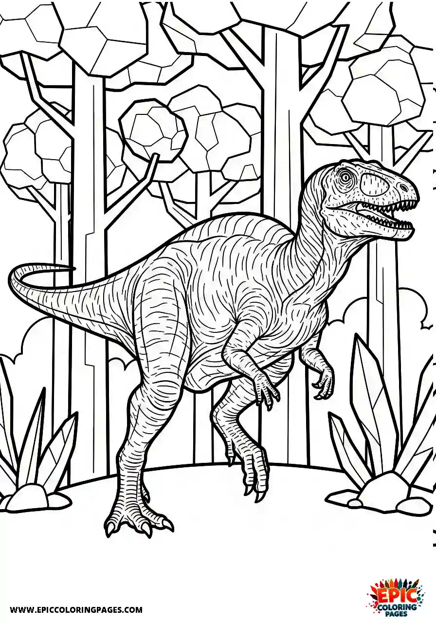 Coelophysis Cute easy coelophysis with a background of geometric trees