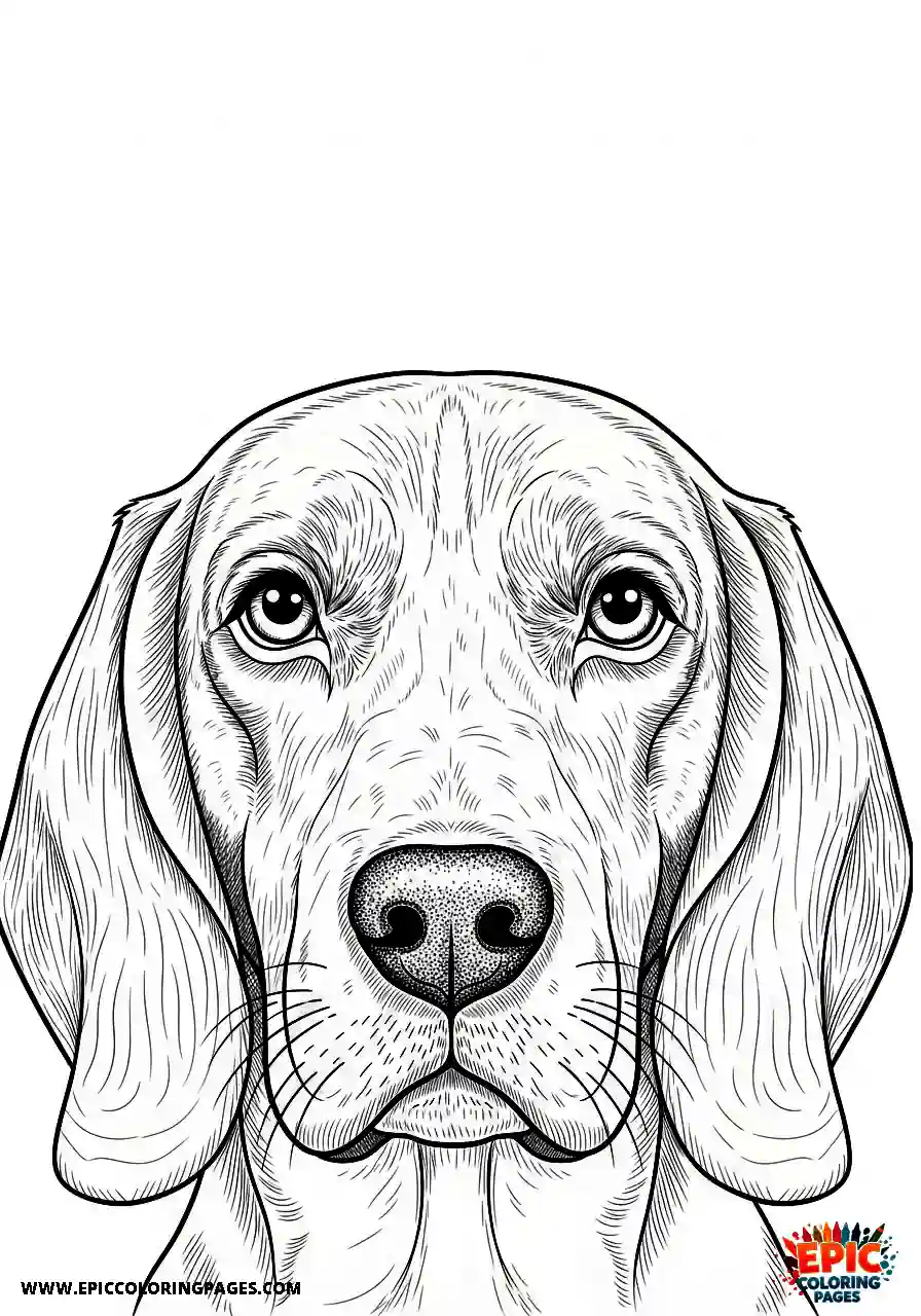 Beagle Detailed close up portrait of a beagle harrier with an expressive face