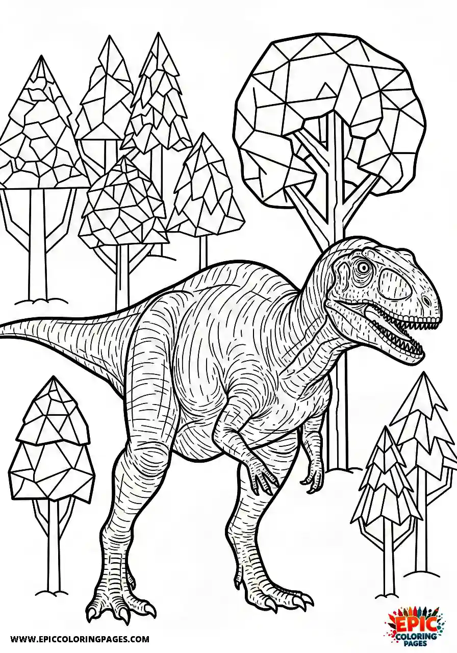 Coelophysis Easy stylized coelophysis with geometric tree shapes