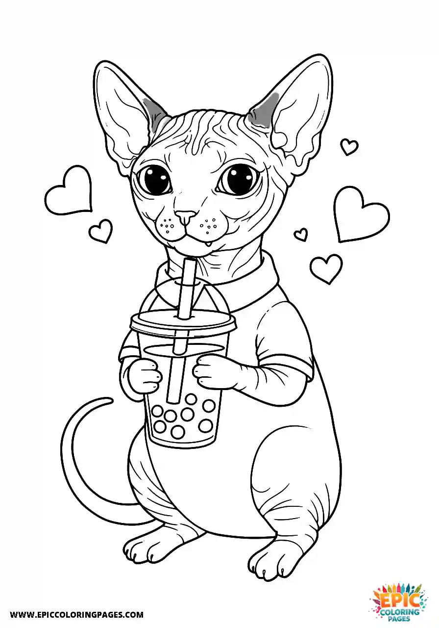 Sphynx A happy sphynx with a bubble tea