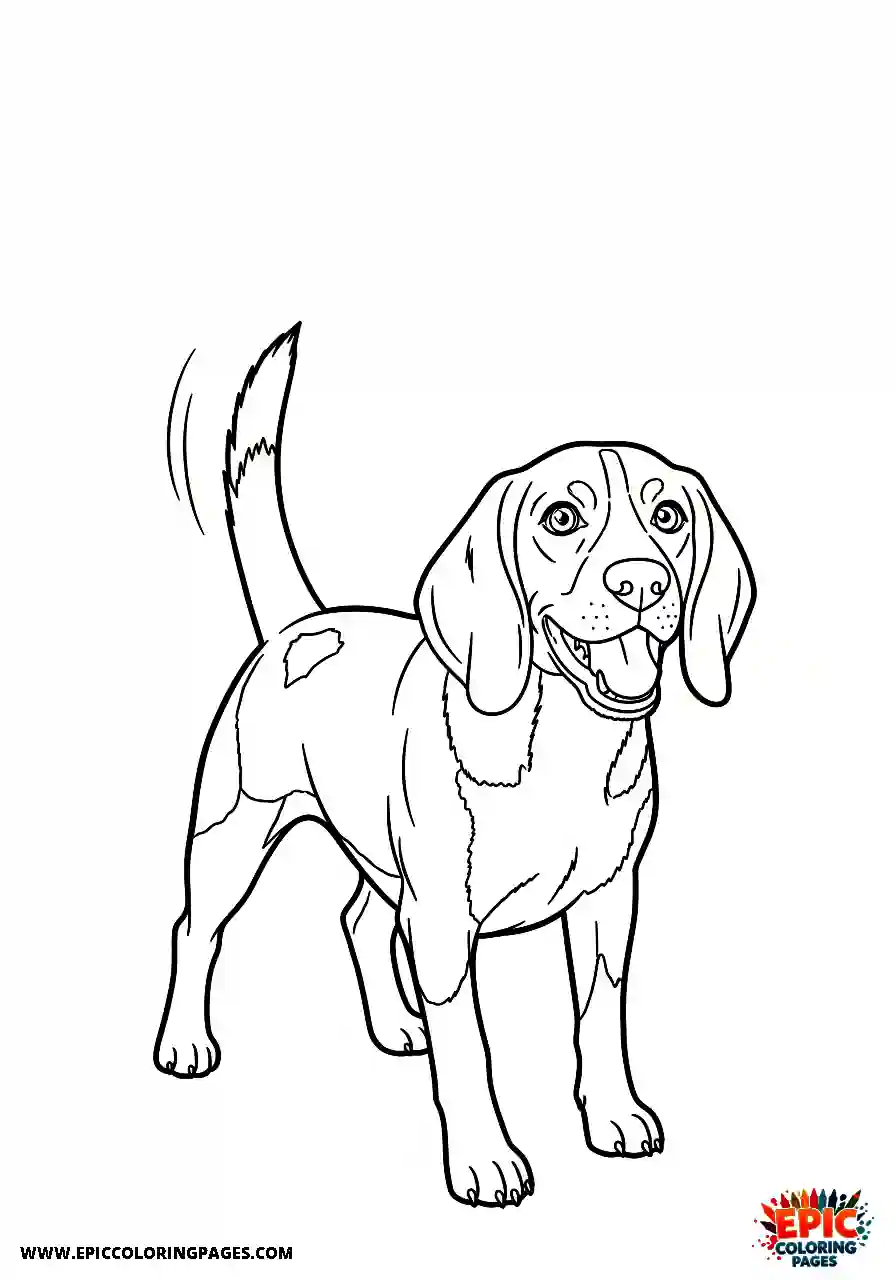 Beagle Joyful beagle harrier pup expressing pure happiness with a wagging tail
