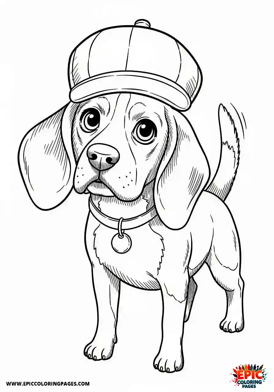 Beagle Manga style beagle hound bending its neck with a questioning look
