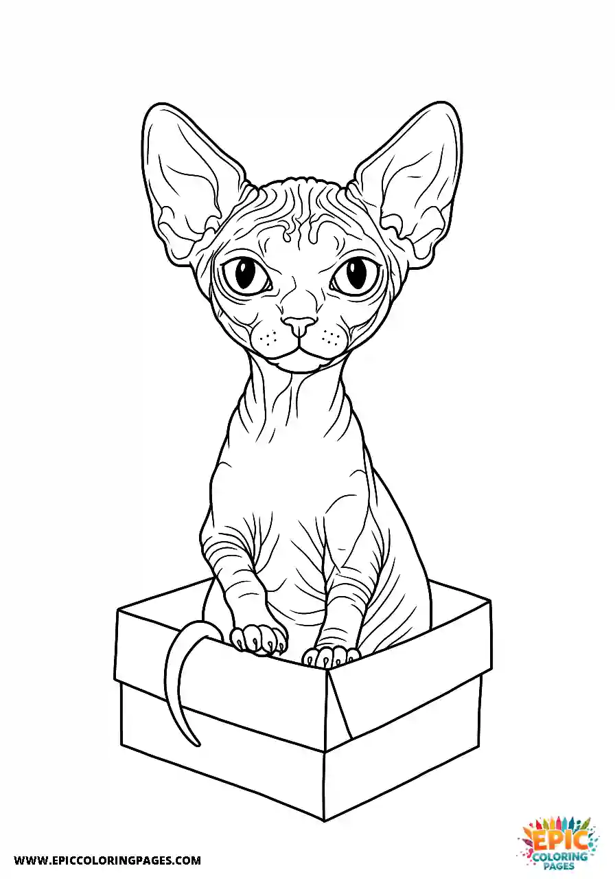 Sphynx One simple sphynx squeezing into a small box