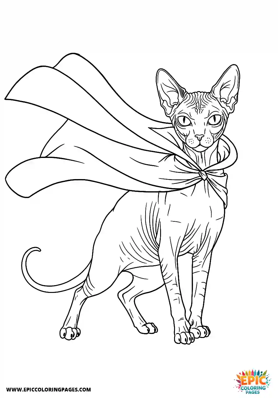 Sphynx One sphynx posing heroically with a flowing cape