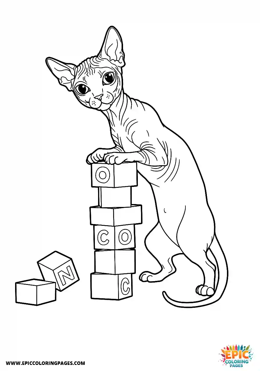 Sphynx One sphynx stacking blocks in a pile