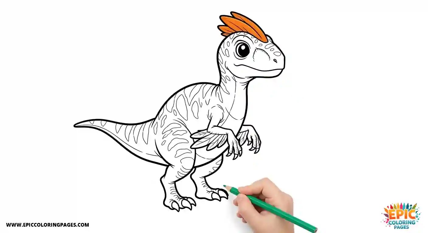 Oviraptor Oviraptor with thick lines, featuring a clear and simple dinosaur outline designed for easy coloring