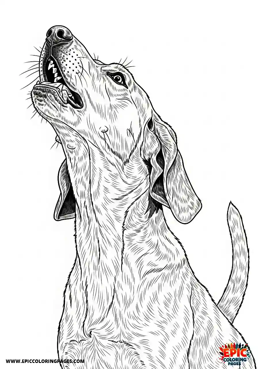 Beagle Realistic beagle harrier dog howling with its head raised skyward expressively