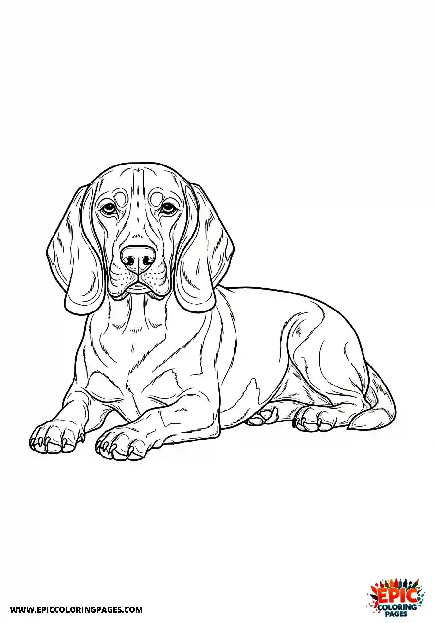 Beagle Realistic beagle harrier full body view laying down relaxed