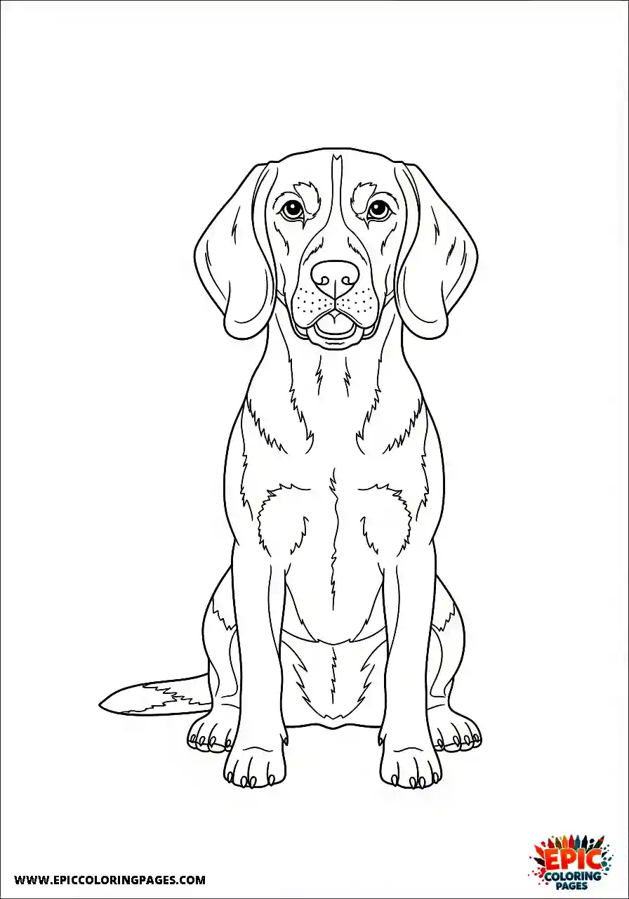 Beagle Realistic beagle harrier sitting alertly during a training session obediently