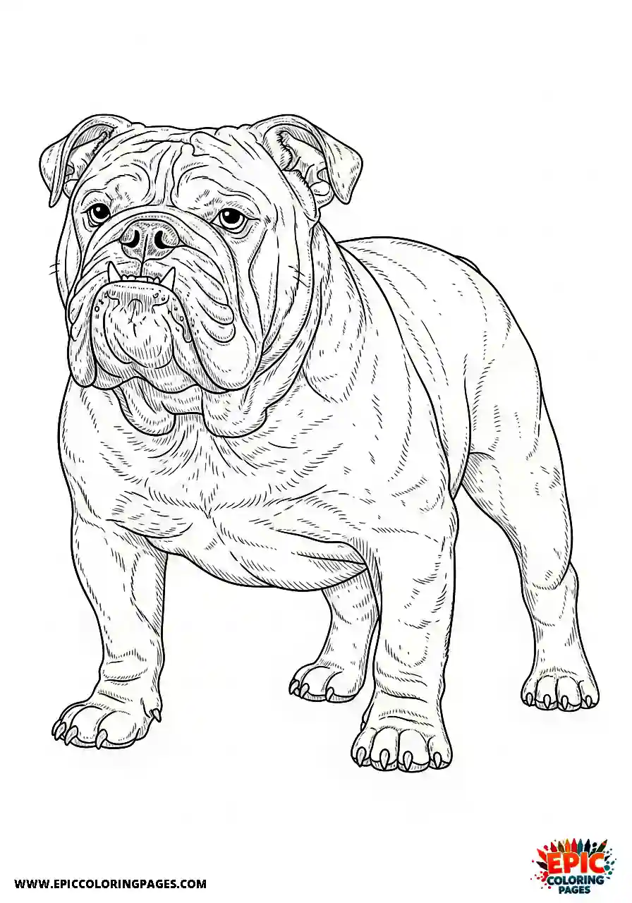 English Bulldog Realistic english bulldog in a three quarter view standing pose