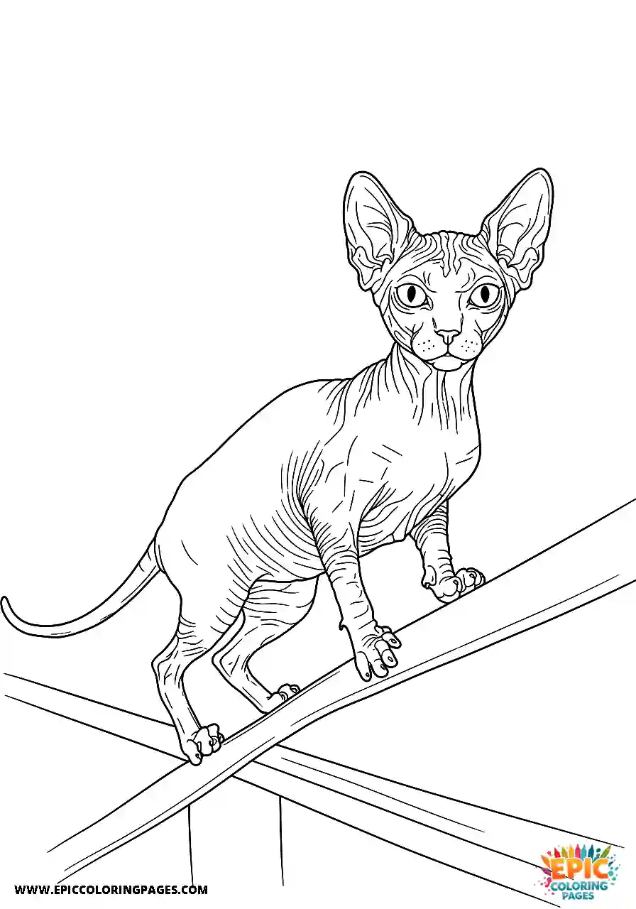 Sphynx The realistic sphynx cat balancing on a railing
