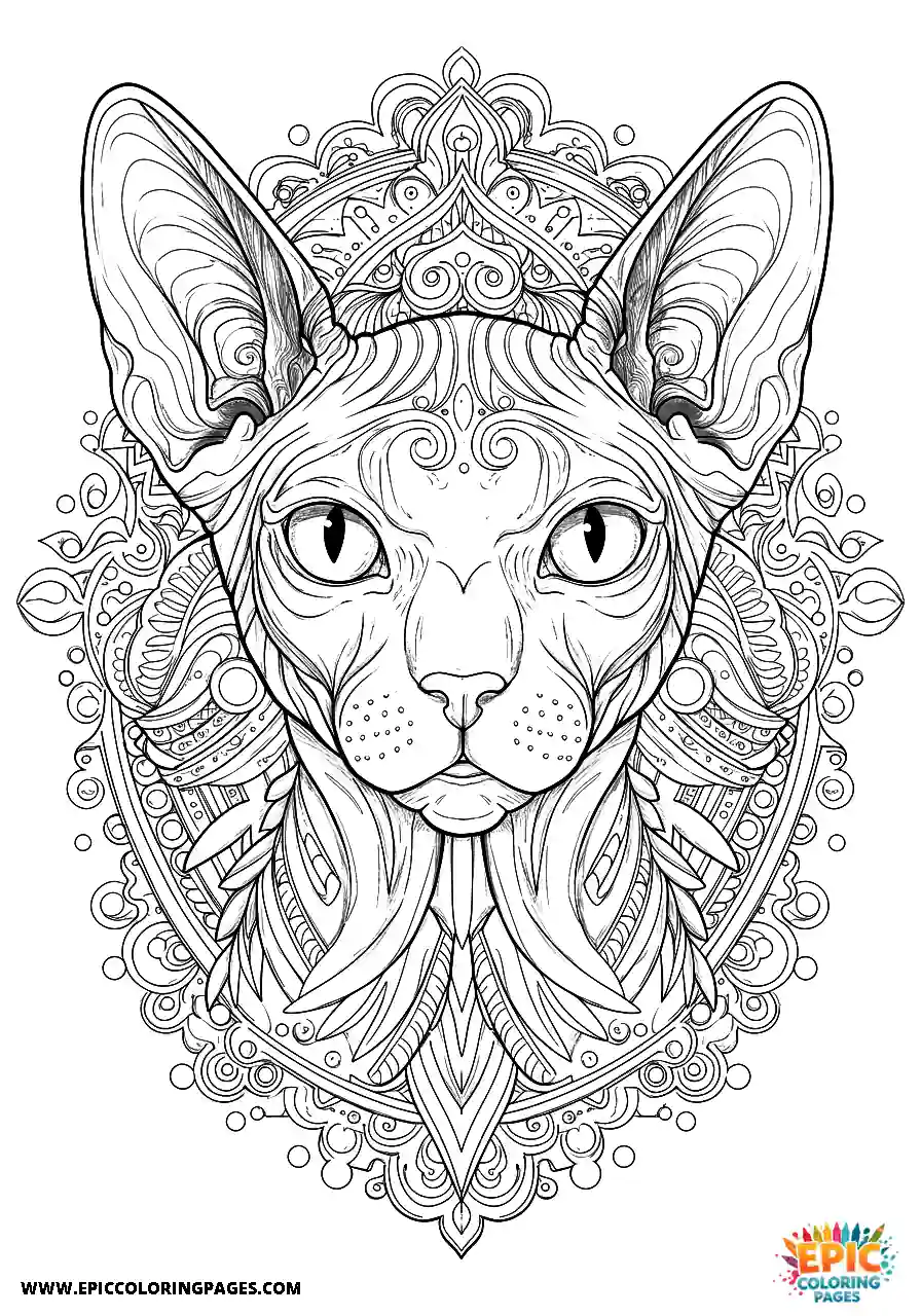 Sphynx Realistic sphynx with geometric background