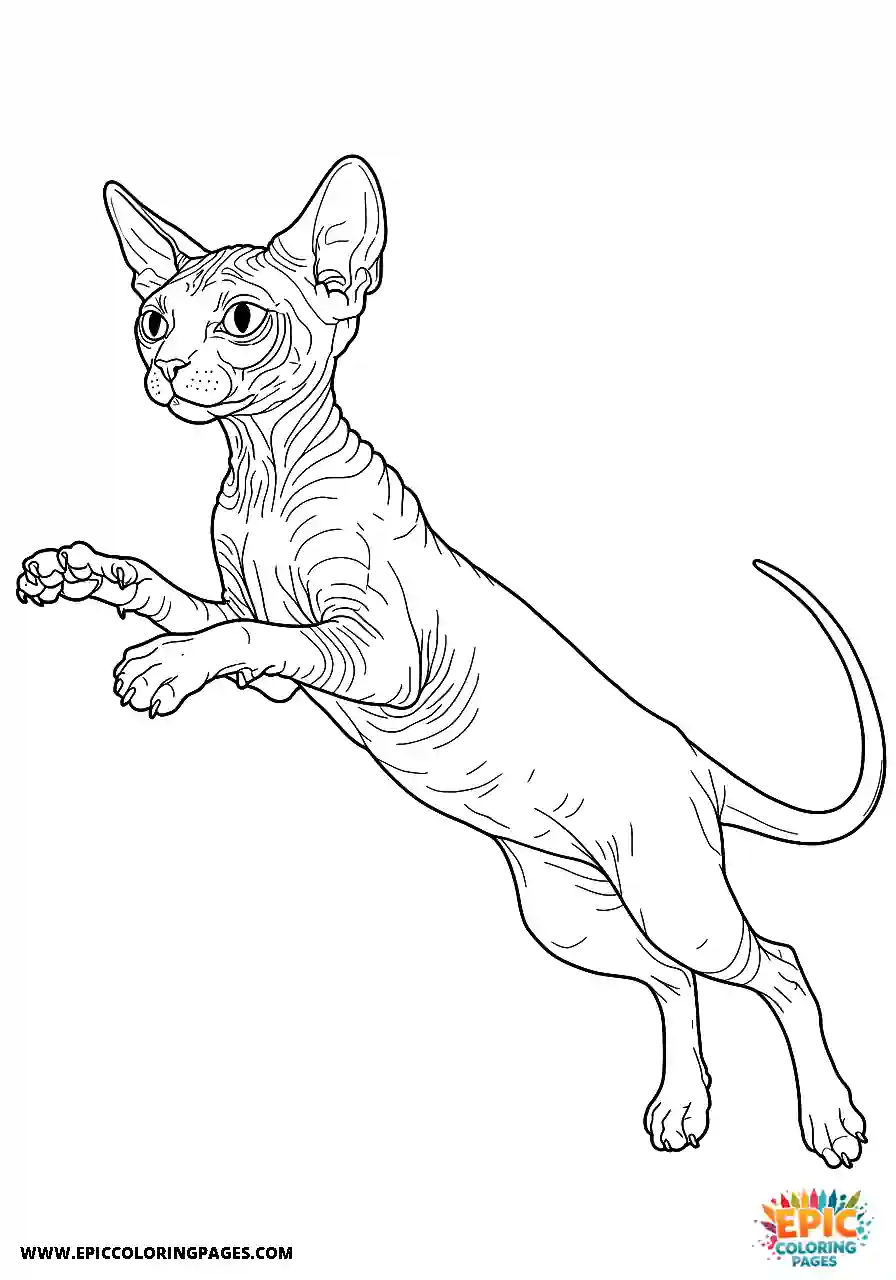 Sphynx The realistic sphynx jumping with athletic movement