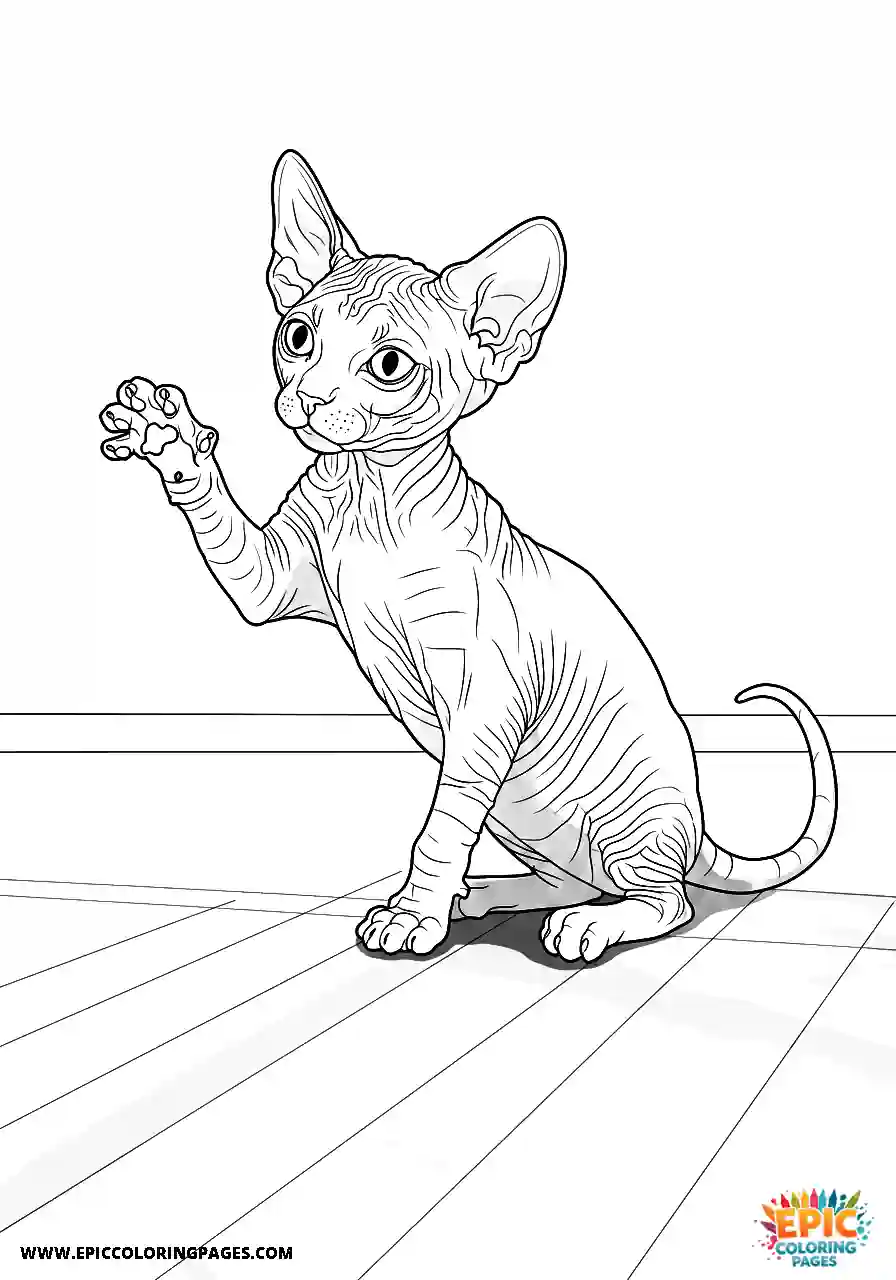 Sphynx A realistic sphynx kitten chasing light