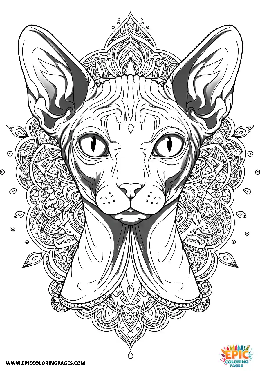 Sphynx Realistic sphynx with pattern background