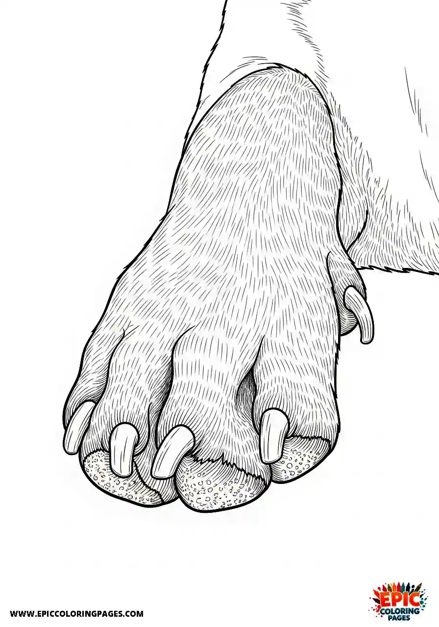Beagle Realistic style beagle detailed paw close up with pad texture and nail structure