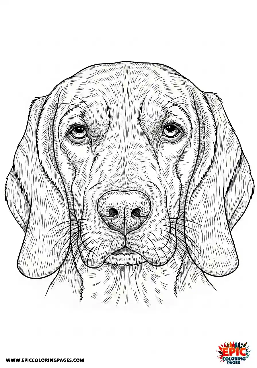 Beagle Realistic style beagle harrier close up of the face with a gentle expression