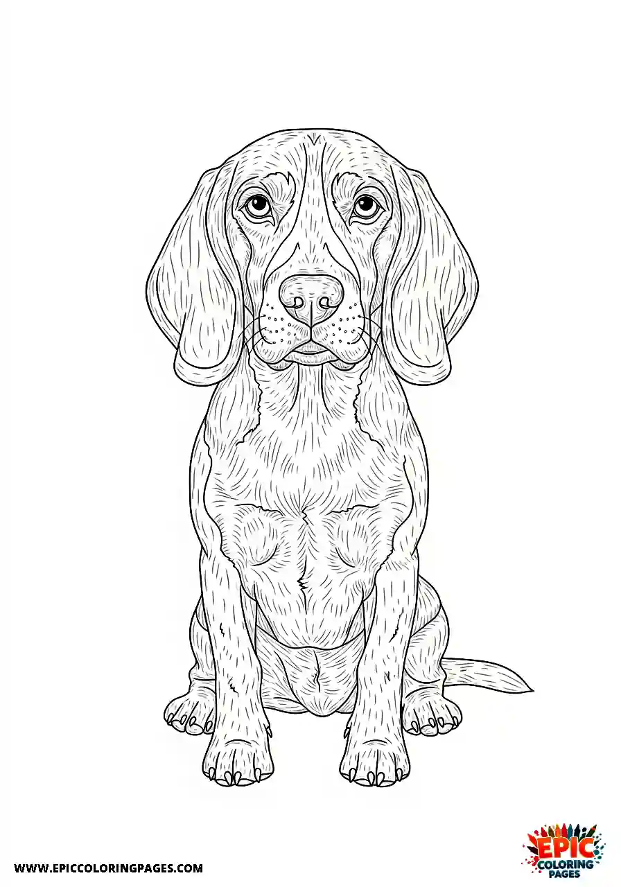 Beagle Realistic style beagle harrier dog sitting with one ear flopped charmingly askew