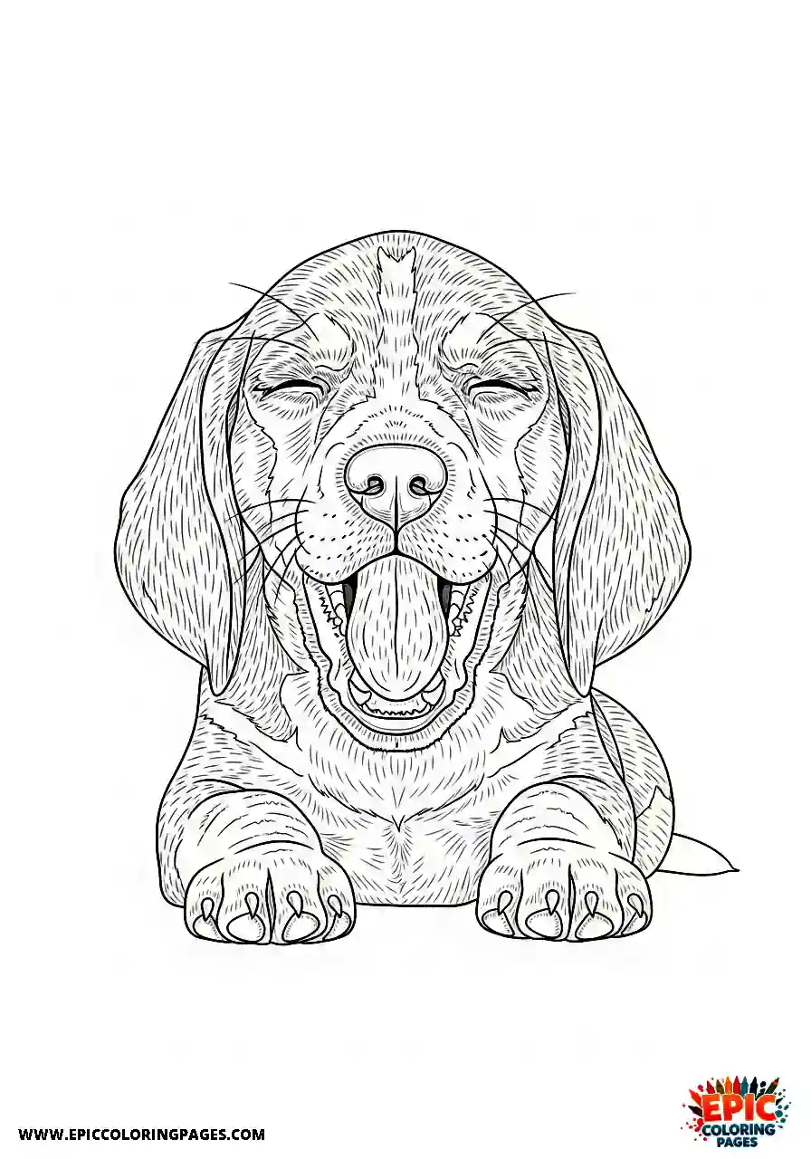 Beagle Realistic style beagle harrier puppy yawning and revealing tiny teeth
