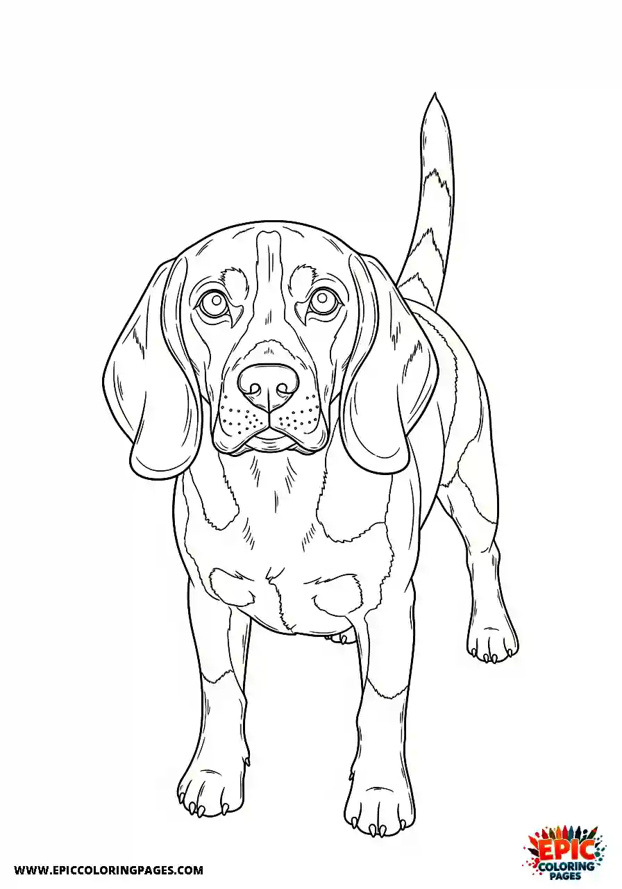 Beagle Realistic style beagle pet looking directly at the viewer with engaging eye contact