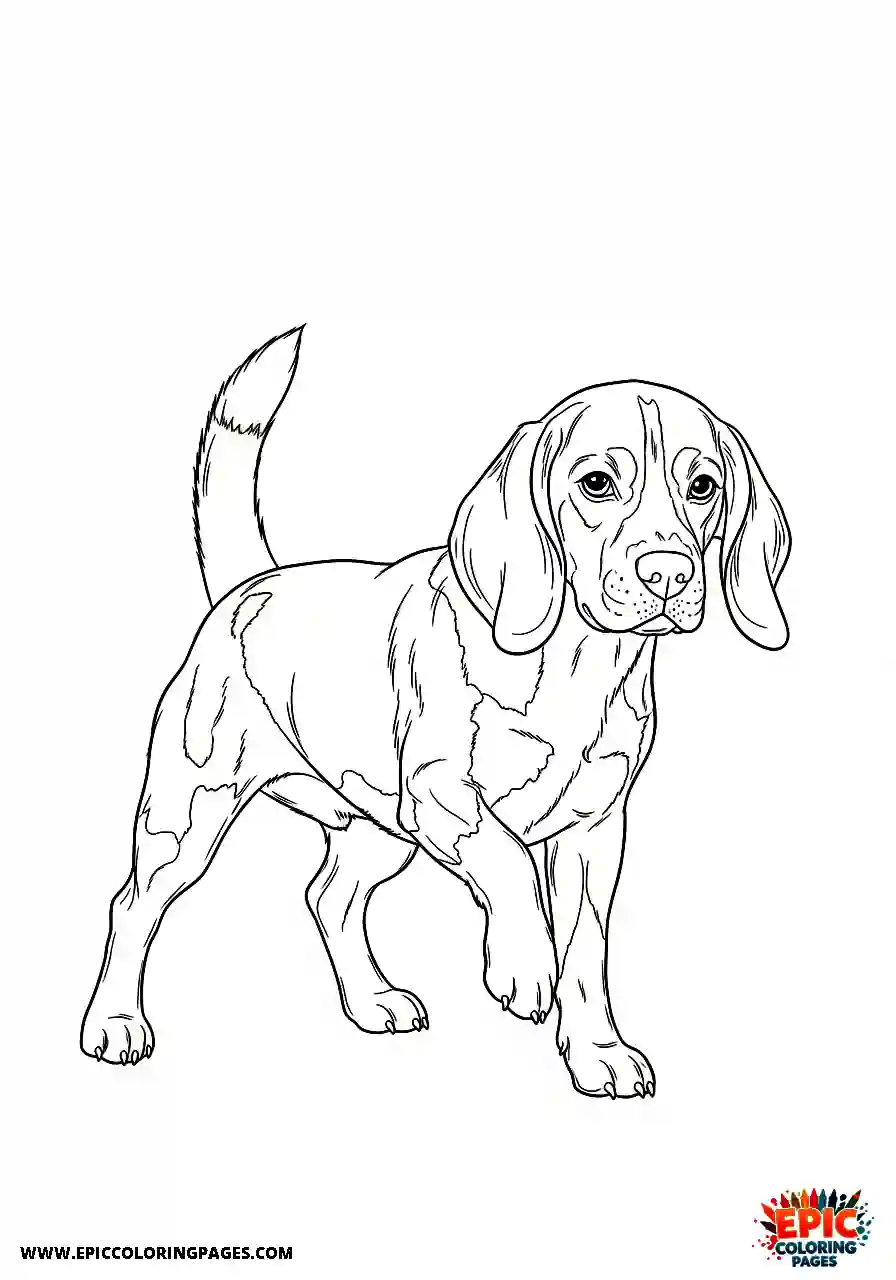 Beagle Realistic style beagle pup digging the dirt lightly using a single paw