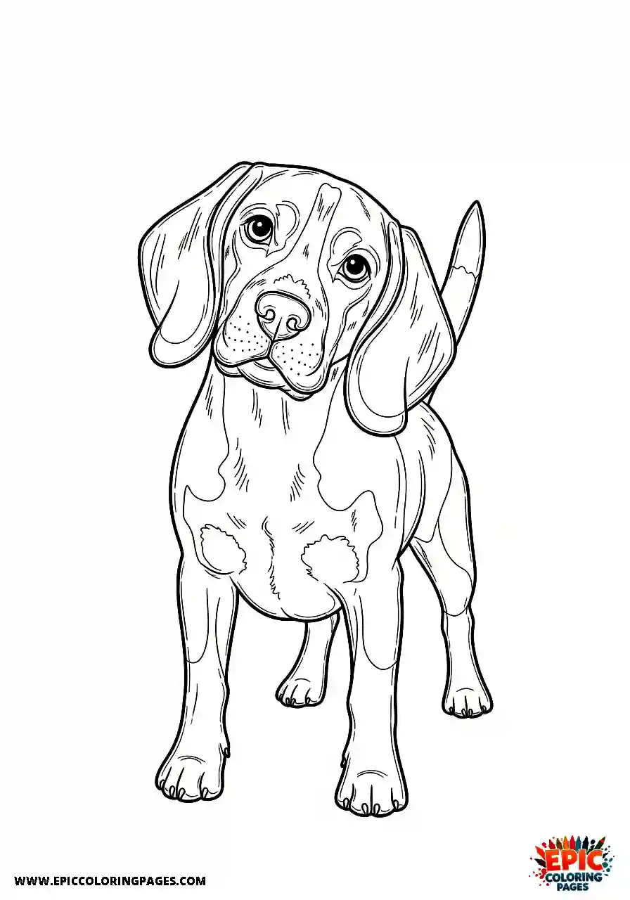Beagle Realistic style beagle pup listening attentively with both ears facing forward