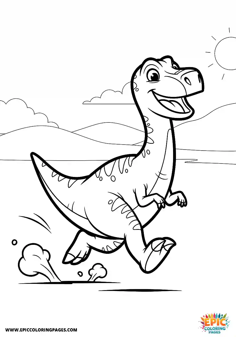 Edmontosaurus Simple cartoon style edmontosaurus running fast with joy