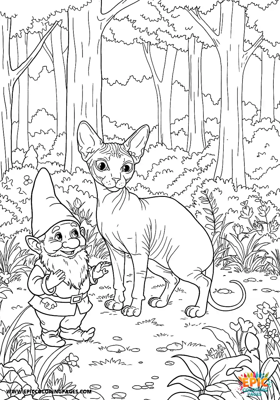 Sphynx The simple sphynx talking to a gnome in the woods