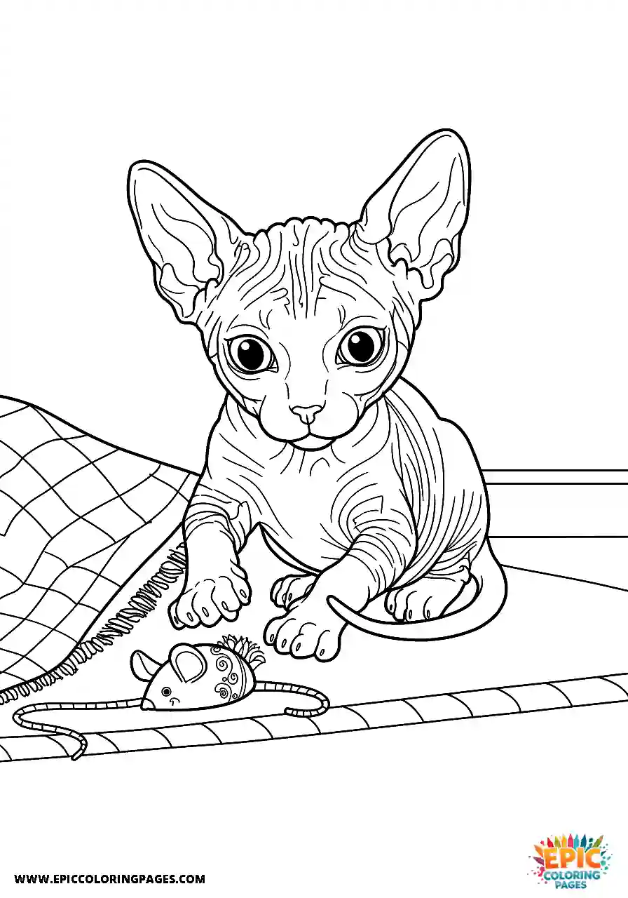 Sphynx The sphynx playing with a mouse toy