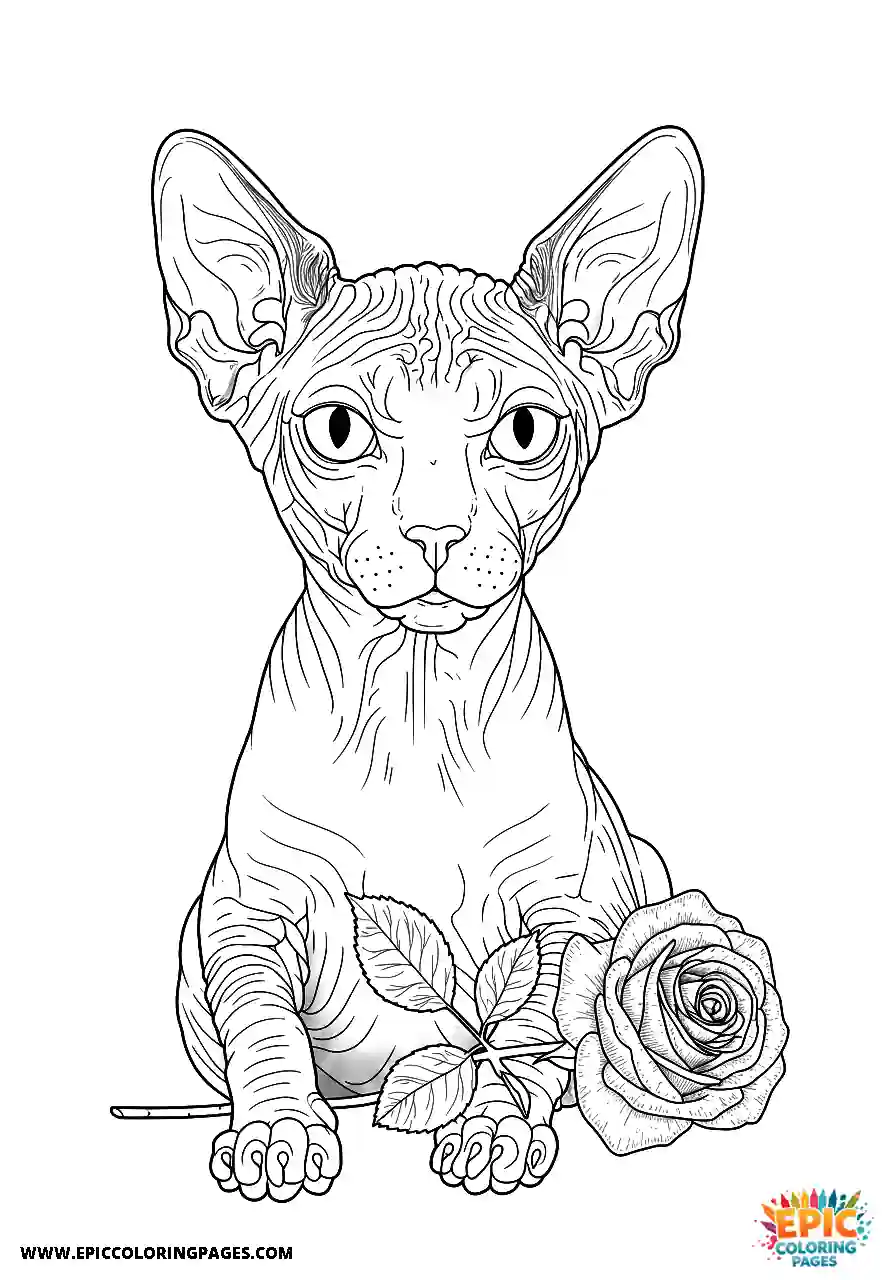Sphynx A sphynx with a rose