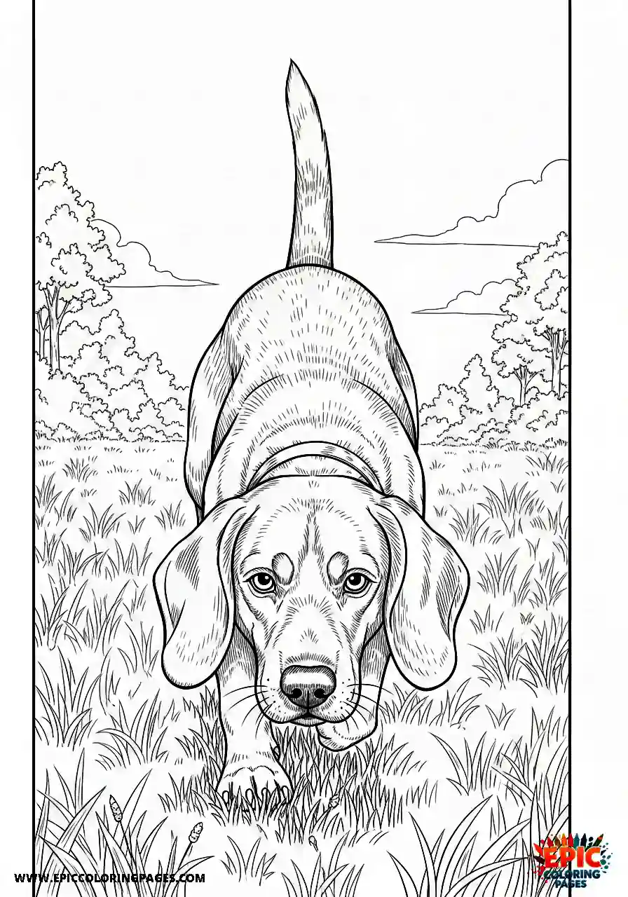 Beagle Tracking beagle harrier animal staring sharply at a distant moving target