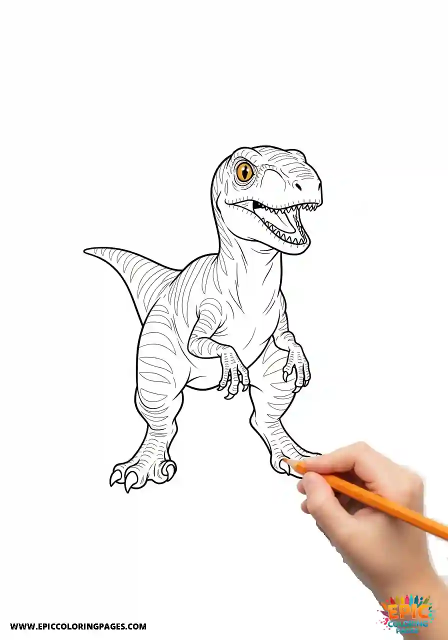 Utahraptor coloring Page with thick lines designed for clear outlines and easy coloring