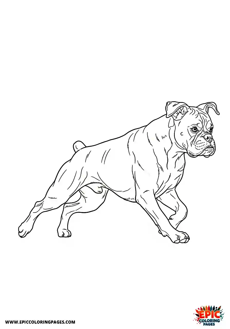 Boxer Action shot of a realistic boxer dog running at an angle