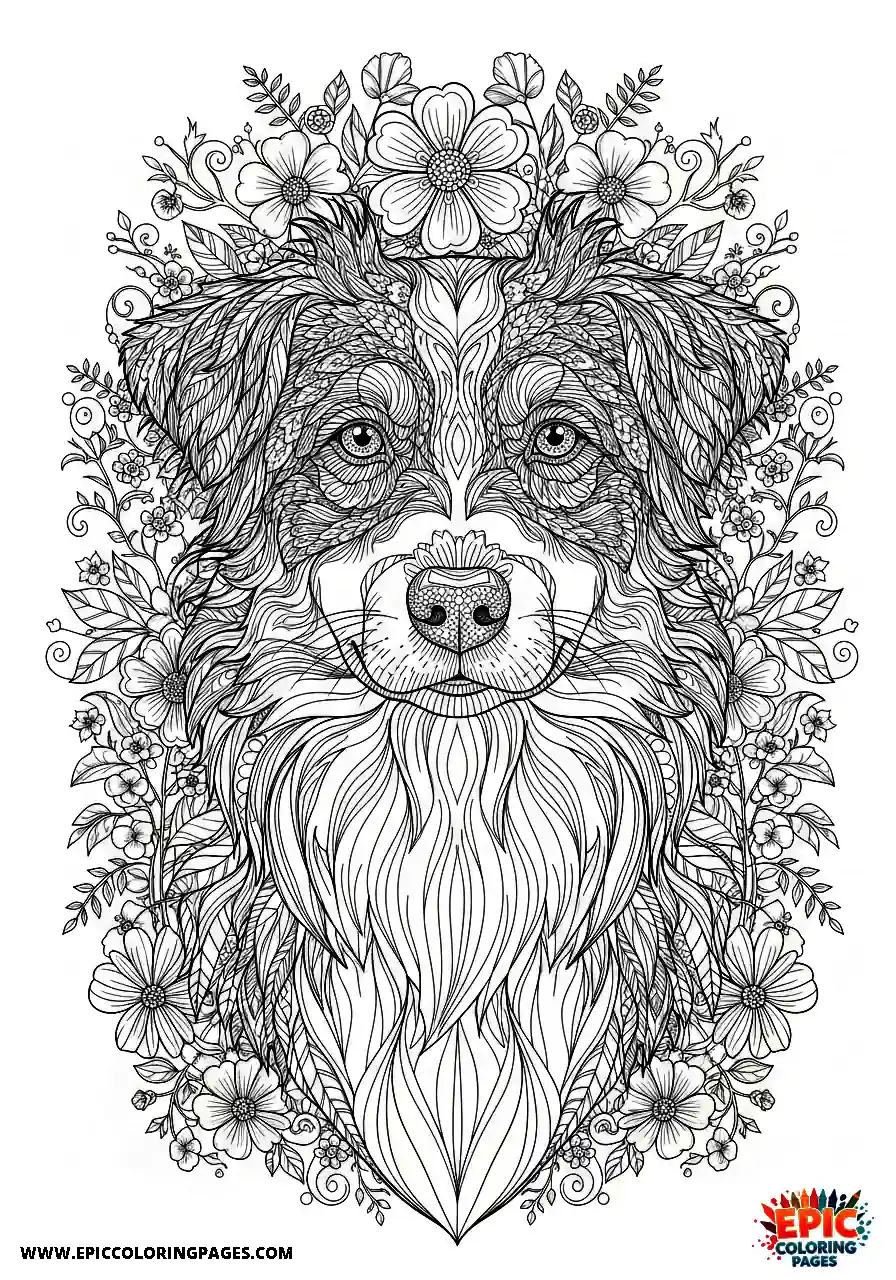 Australian Shepherd Australian Shepherd botanical setting