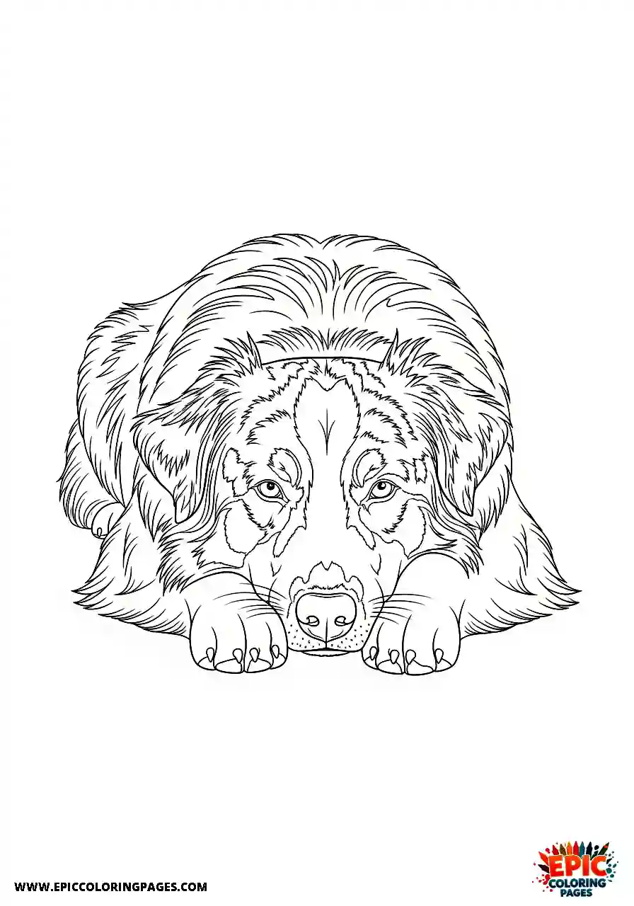 Australian Shepherd Australian Shepherd in a down lying pose