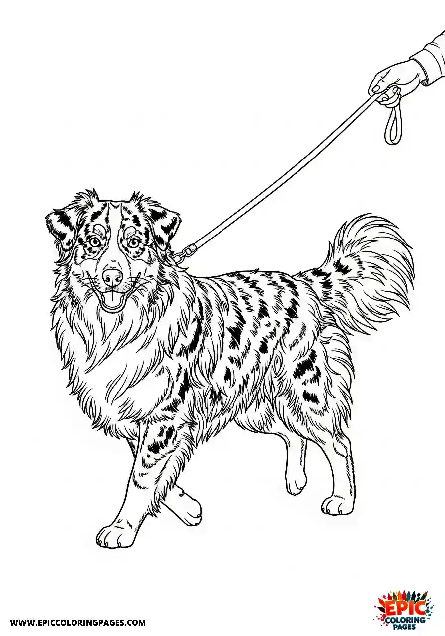 Australian Shepherd Australian Shepherd strolling while leashed