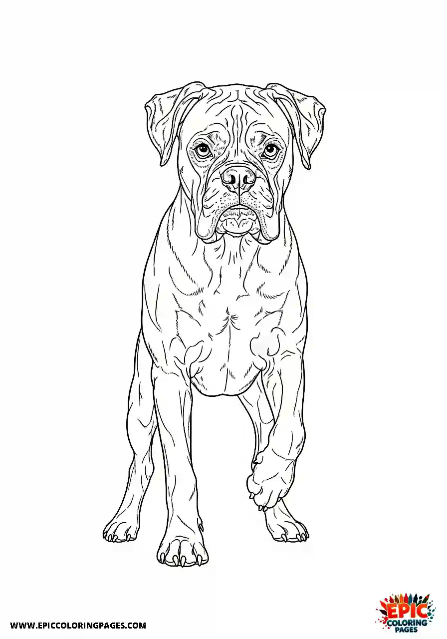 Boxer Boxer dog in a guardian pose while looking intensely forward