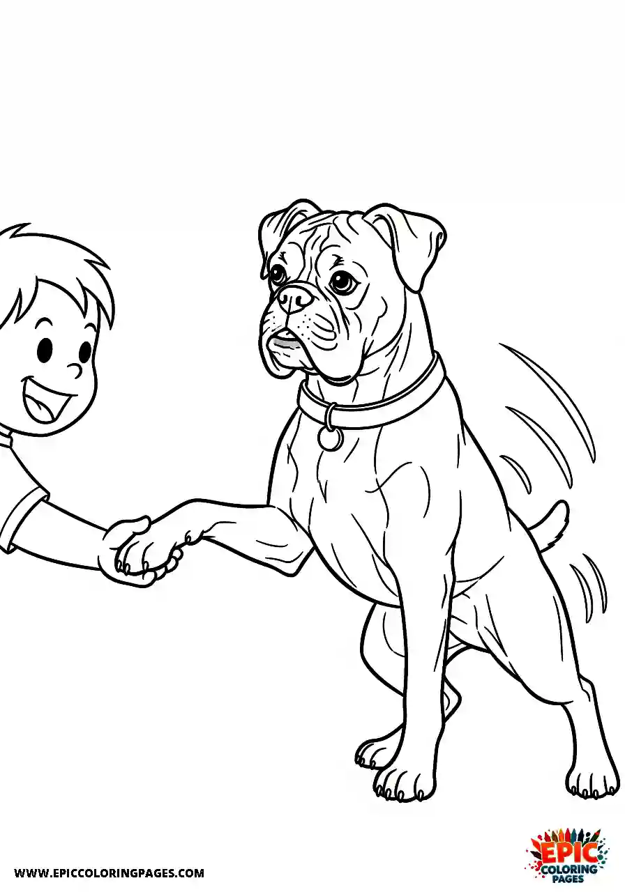 Boxer Boxer dog learning how to shake a paw