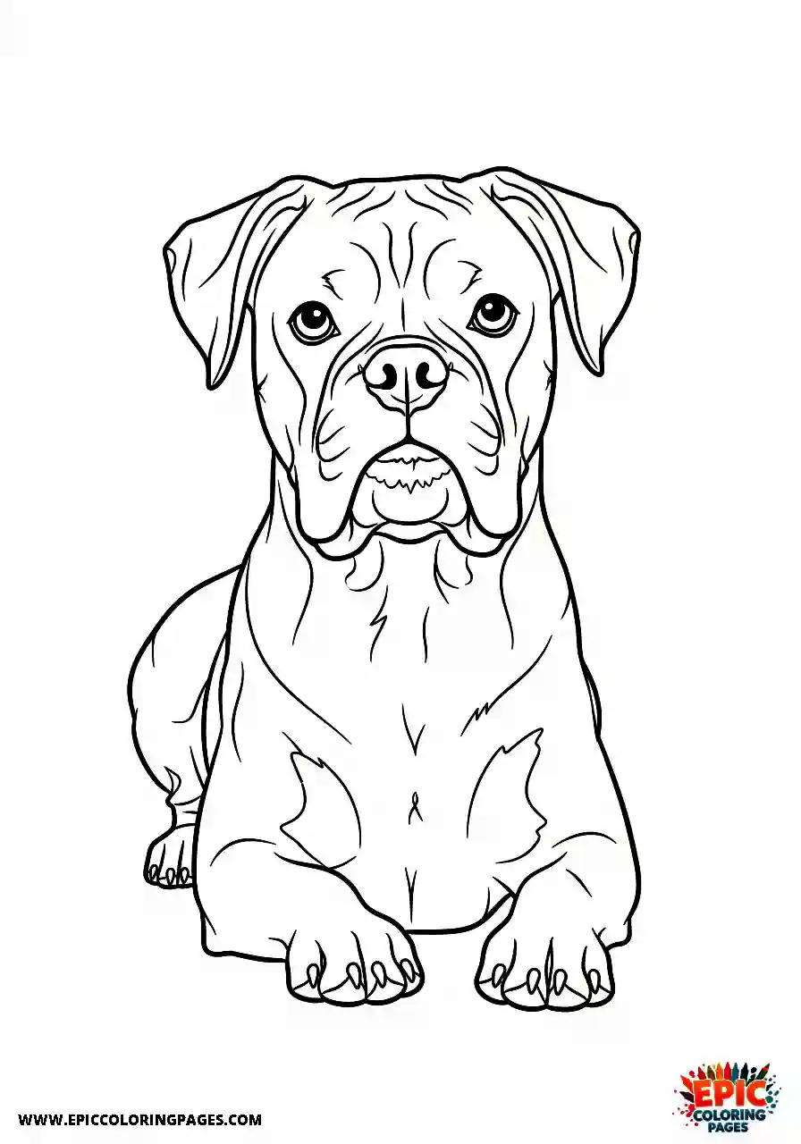 Boxer Boxer dog in a lying position while staying alert